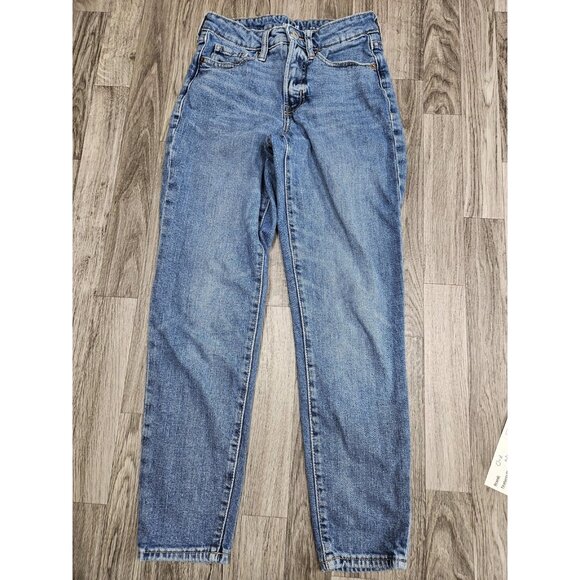 (3/$35) Old Navy OG Straight Jeans Womens 0 Blue Distressed Denim Classic Style - Picture 1 of 11